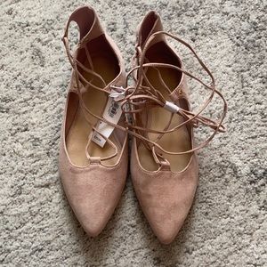 ✌🏼NWT Old Navy Rose Pink Tie Ballet Flats 8